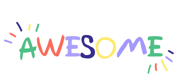 令人敬畏-独特的手画报价彩色字母在儿童风格。向量打印图片下载