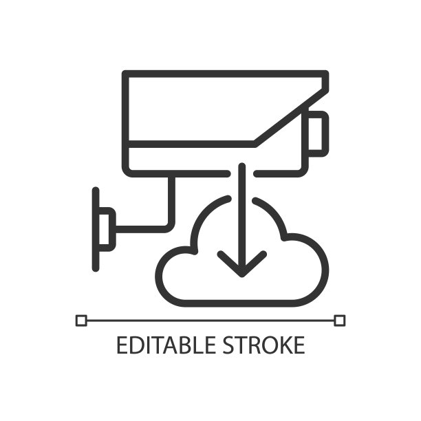 监控和电话连接像素完美的线性图标图片下载