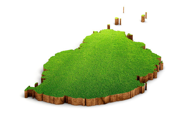 在白色背景上孤立的毛里求斯的3d地图。3 d演示。图片下载