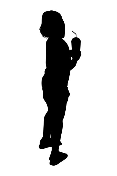 年轻女子剪影在白色背景图片下载