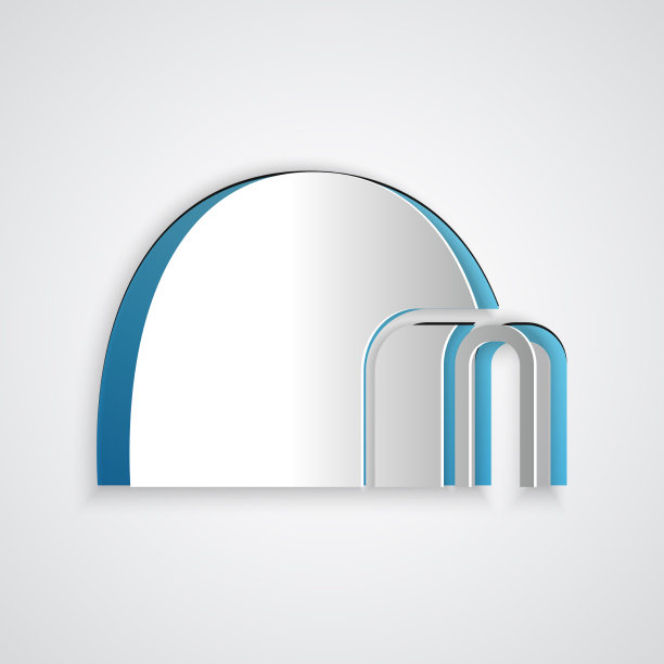 剪纸冰屋图标孤立在灰色上图片下载