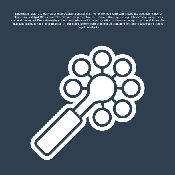 蓝线拨浪鼓婴儿玩具图标孤立在蓝色图片下载