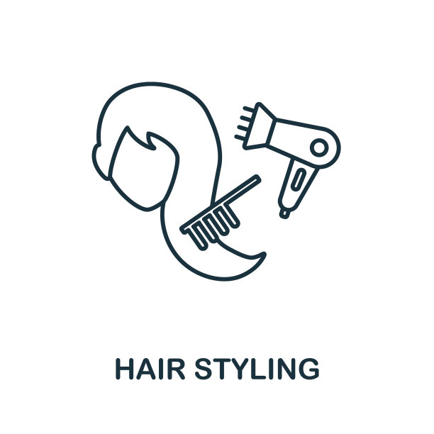 头发造型图标线元素从美发师图片下载