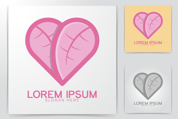 粉红色的爱的图标由叶子标志的想法图片下载