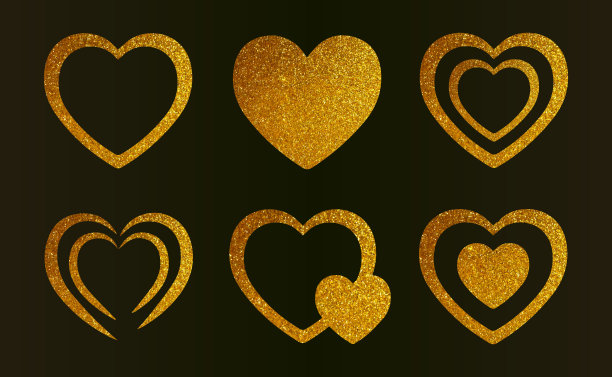 金色闪光爱心合集图片下载