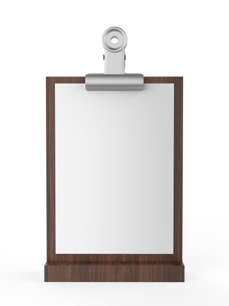 空白木桌子菜单架夹木标志持有人模板。图片下载