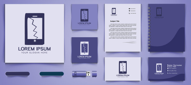 手机崩溃和企业品牌模板图片下载