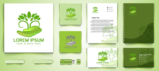 树叶树护理标志和企业品牌图片下载