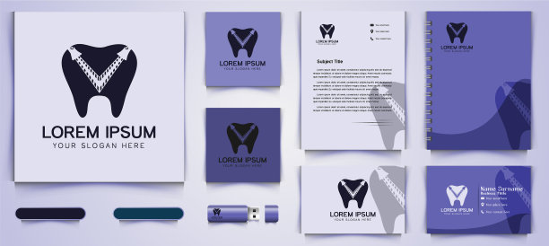 牙科标志和名片品牌模板图片下载