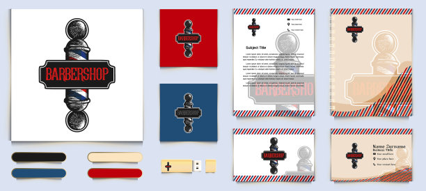 手绘的理发店杆复古的标志和业务图片下载