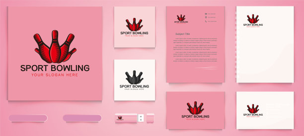 手绘保龄球瓶标志和商业品牌图片下载