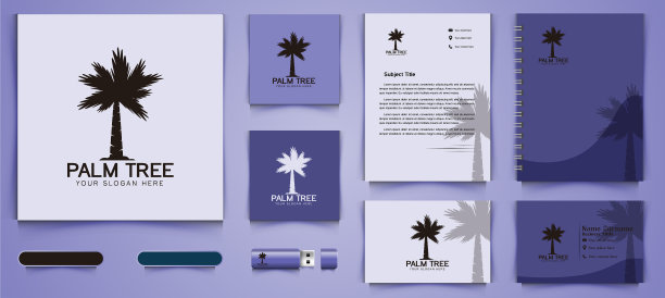 棕榈树标志和商业品牌模板图片下载