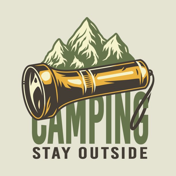 手电筒和岩石印露营户外旅行图片下载