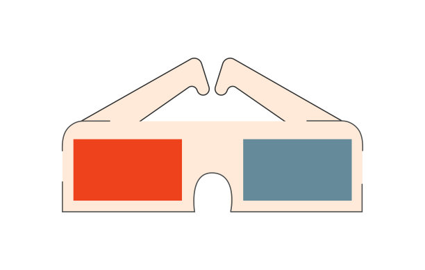电影元素:3D眼镜矢量平面插图。图片下载