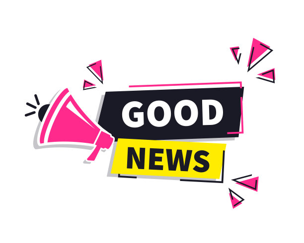 带扩音器的好消息标签。扩音器五颜六色的旗帜。网页设计。向量股票插图图片下载
