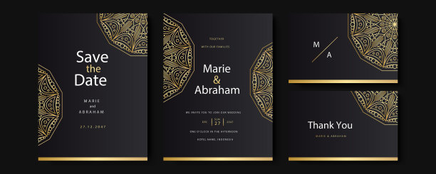 金花婚礼请柬模板集图片下载