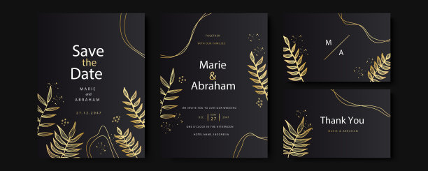 一套卡片与线艺术花卉装饰图片下载