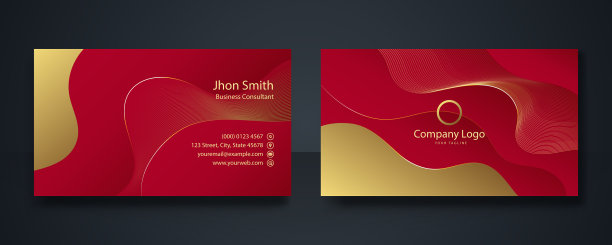 红色和金色现代名片设计模板图片下载