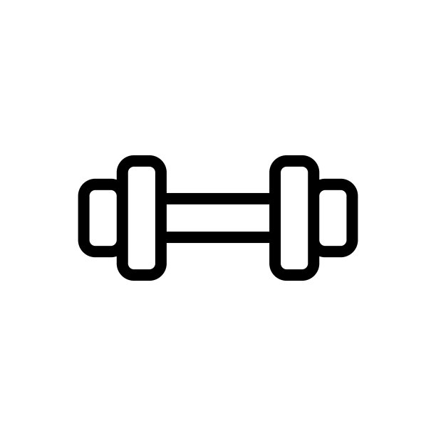 一个简单的哑铃图标。肌肉训练。向量。图片下载
