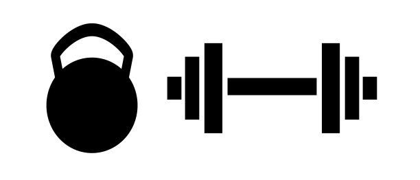 哑铃和重量剪影图标设置。向量。图片下载