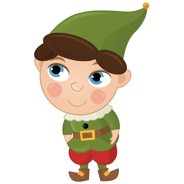 卡通场景与快乐的精灵王子在白色背景插图图片下载