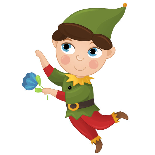 卡通场景与快乐的精灵王子在白色背景插图图片下载