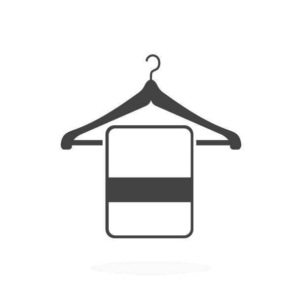 与毛巾图标轮廓矢量插图的衣架图片下载