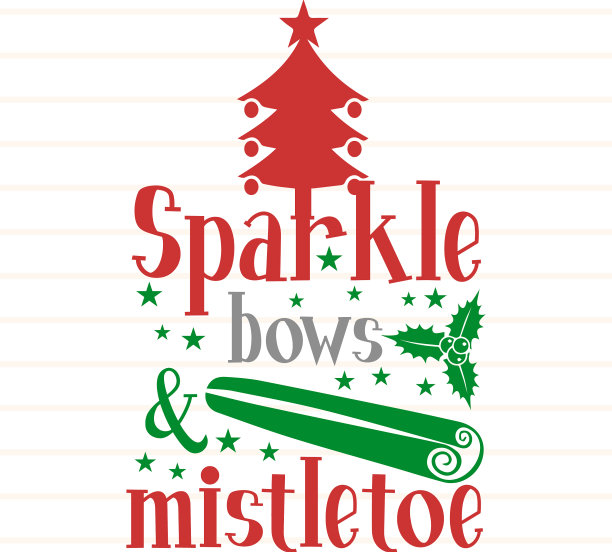 闪耀蝴蝶结槲寄生t恤和SVG设计图片下载