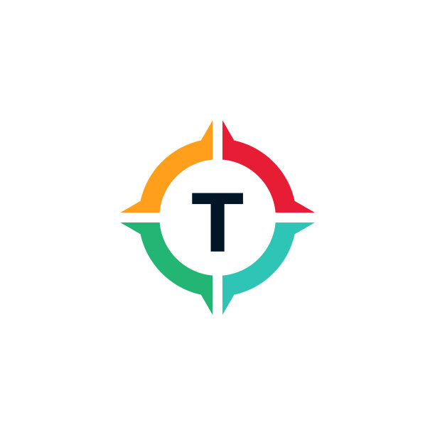 指南针Logo设计中的彩色字母T图片下载
