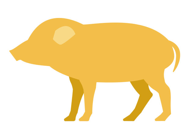 野猪孩子侧面轮廓矢量插图图片下载