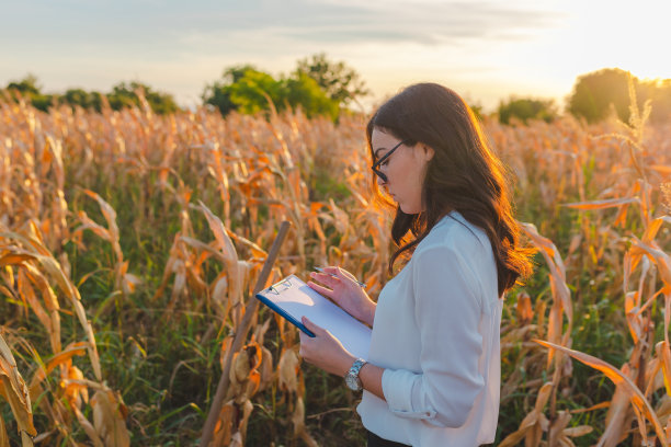 一名女性农业检查员在农场的腰部以上的肖像图片下载