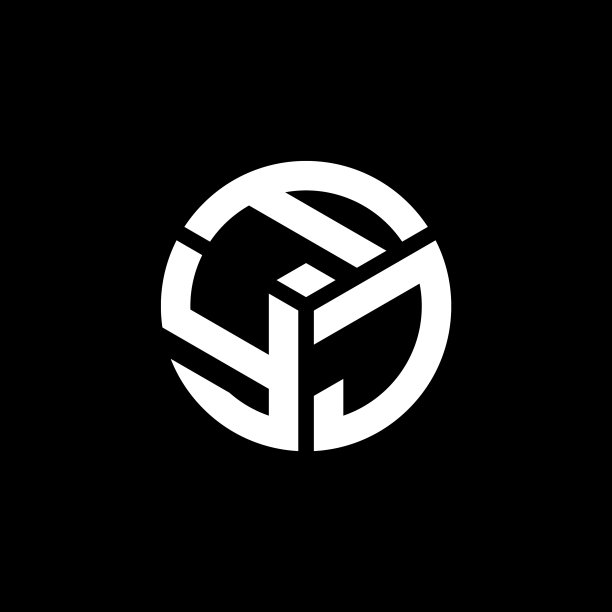黑色背景上的fyj字母logo设计图片下载