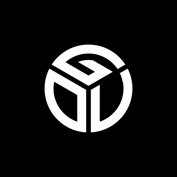 黑色背景上的GOU字母标志设计图片下载