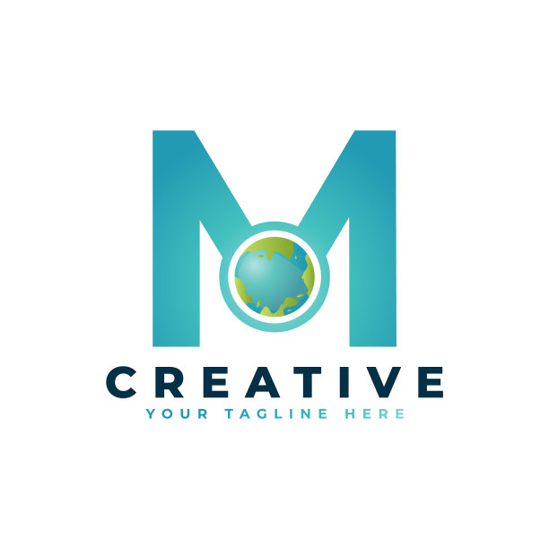 字母m全球世界地球标志设计图片下载