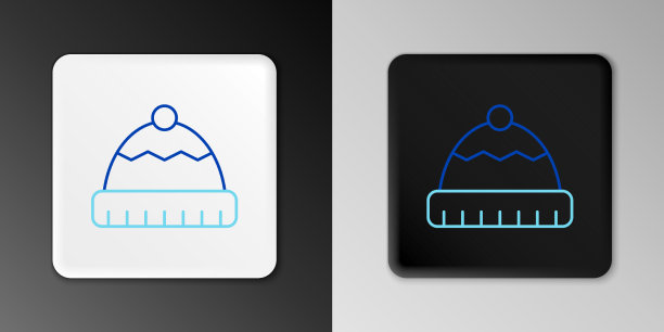 线冬季帽子图标孤立在灰色背景上图片下载