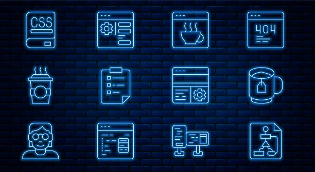 设置线流程图杯茶与茶袋图片下载