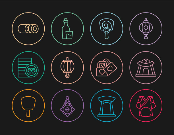 套线和服韩式寺庙手扇灯笼图片下载