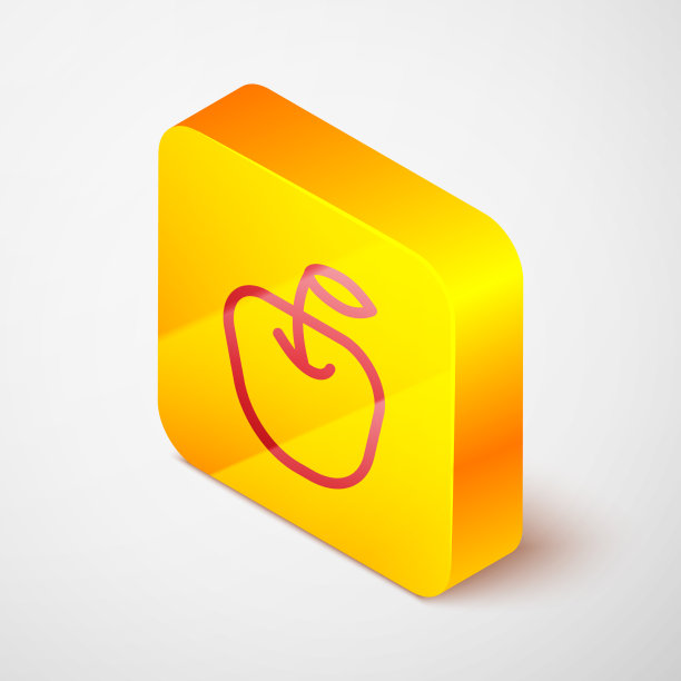 等距线苹果图标孤立在灰色上图片下载