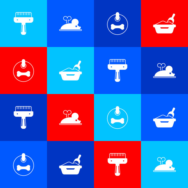 为狗和猫的发条鼠设置毛刷图片下载