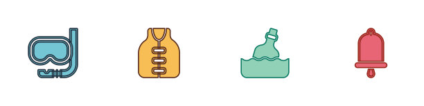 设置潜水面罩和通气管救生衣瓶图片下载