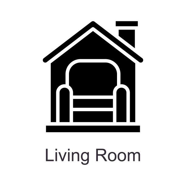 客厅矢量固体图标设计插图。白色背景上的家庭改进符号EPS 10文件图片下载