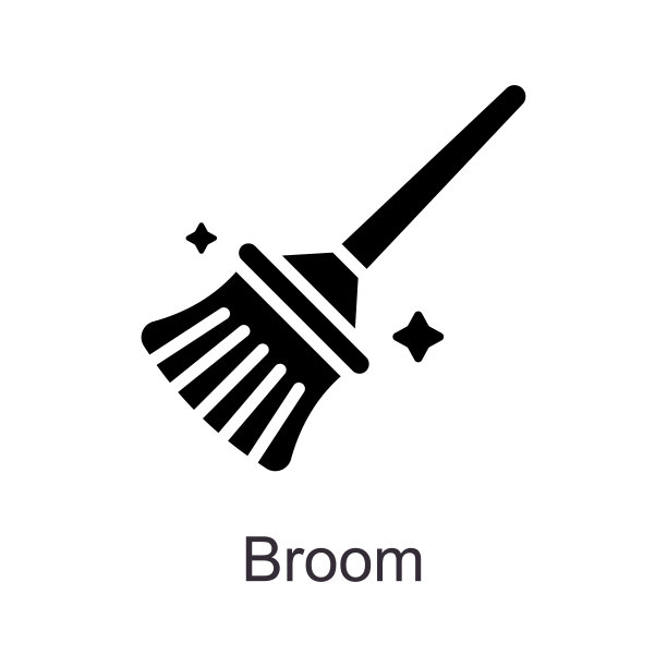 扫帚矢量固体图标设计插图。白色背景上的家庭改进符号EPS 10文件图片下载