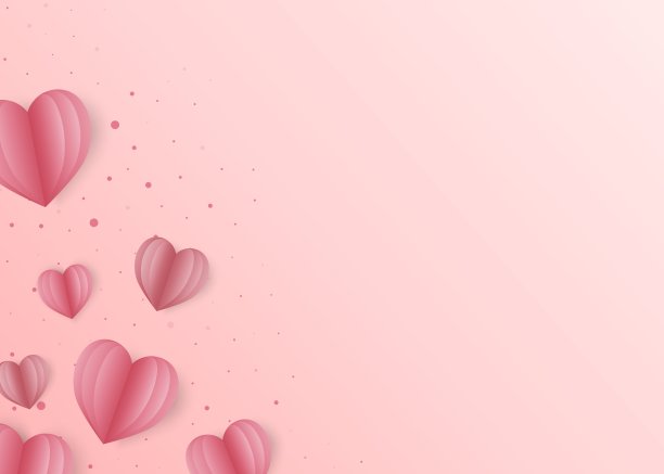 情人节快乐贺卡与心脏剪纸风格。粉红色的爱情小册子，书法文字。矢量插图营销模板图片下载