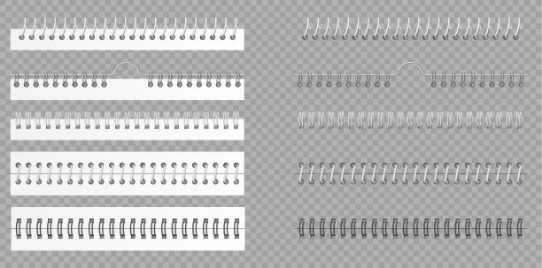 金属粘结剂。现实的螺旋线圈笔记本。3d紧固表和速写簿装订图片下载