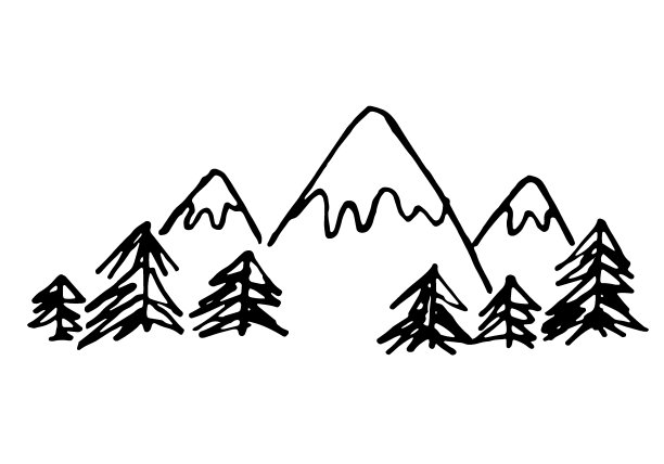 山和森林。矢量插图。手绘图片下载