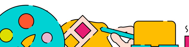 绘制和设计相关的水平横幅或边框模板。平面填充线矢量插图孤立在白色图片下载