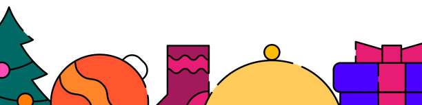 与圣诞节、新年相关的横条幅或边框模板。平面填充线矢量插图孤立在白色图片下载