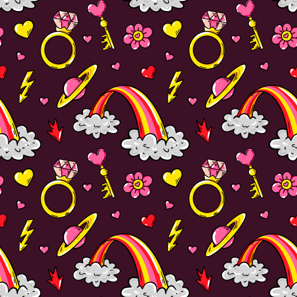爱无缝模式。情人节设计。矢量图图片下载
