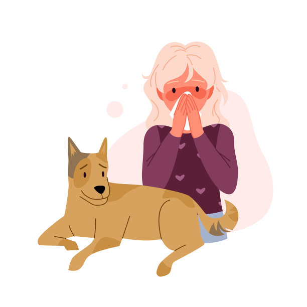 女孩对宠物过敏，伤心的孩子流鼻涕，流泪，鼻炎，咳嗽图片下载