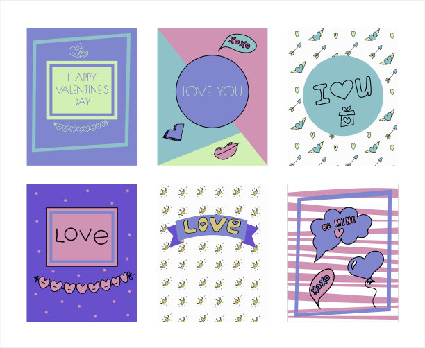 为情人节涂鸦横幅。矢量彩色插图的节日在2月14日。手绘浪漫，婚礼，约会，邀请，贺卡，爱情集。横幅、销售、应用程序或广告的图标图片下载